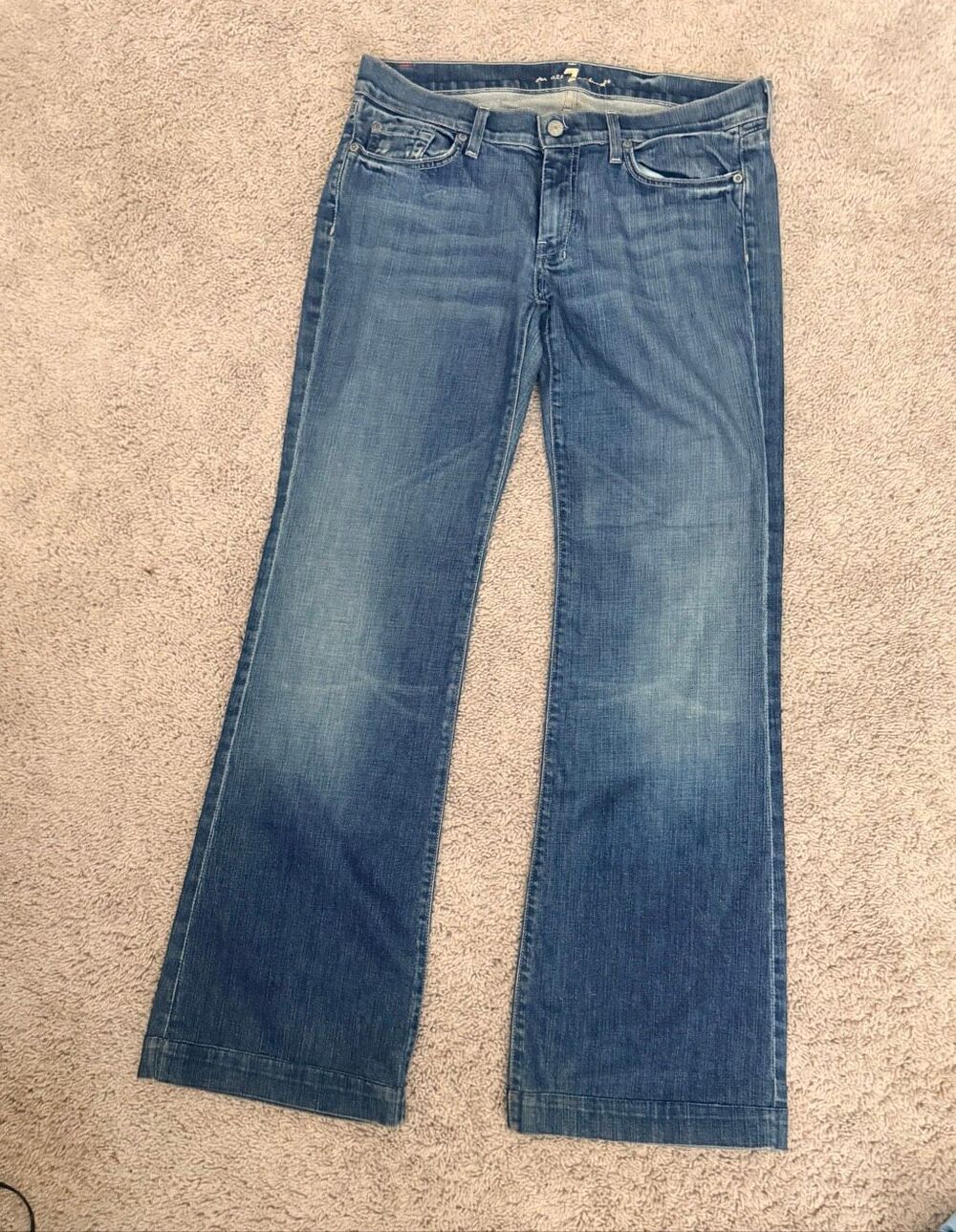 7 For All Mankind Womens Dojo Flare Trouser Jeans Medium Wash Denim Size 31